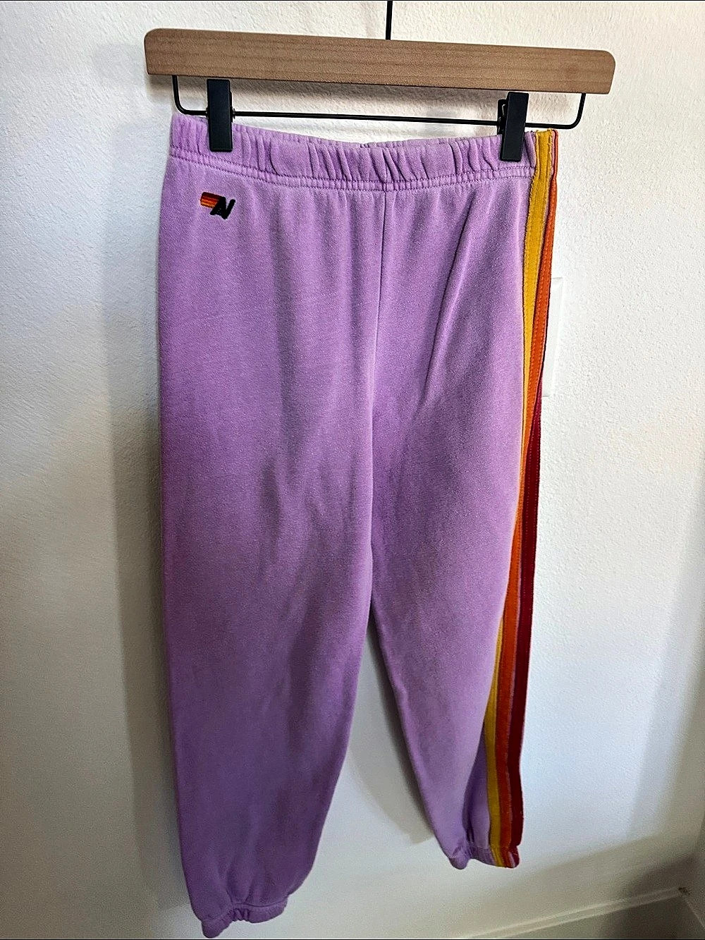 Aviator Nation Kid's 5 Stripe Sweatpants Purple & Red Size 14